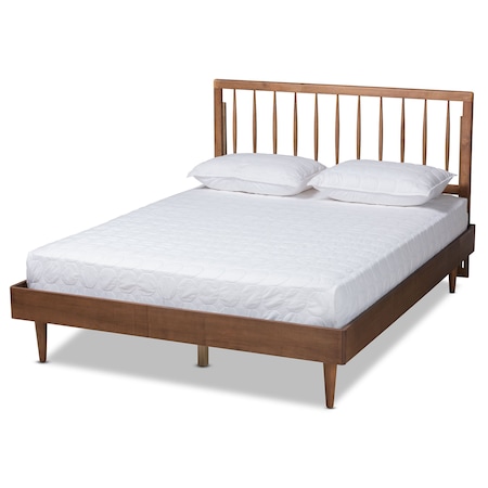 Baxton Studio Sora Mid-Century Modern Ash Walnut Finished Wood Full Size Platform Bed 180-11109-9812-Zoro